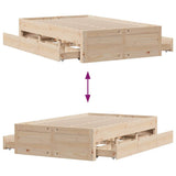 Bed Frame without Mattress with Drawers 120x200 cm Solid Wood Pine 3308807