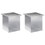 Garden Planter with LED 2 pcs Silver 40 x 40 x 40 cm 8008137