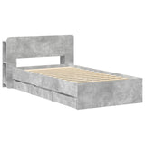 Bed Frame with Storage with Headboard Concrete Grey 90 x 190 cm 3433920