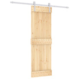 Sliding Door Natural and White 70 x 210 cm Solid Pine Wood 3444951
