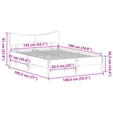 Bed Frame without Mattress White 135x190 cm Double Solid Wood Pine 3328248