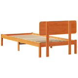 Bed Frame with Headboard Wax Brown 90 x 200 cm Solid Pine Wood 872124