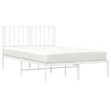 Metal Bed Frame without Mattress with Headboard White 120x200cm 374484