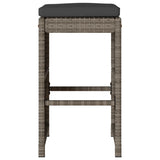 Garden Bar Stools with Cushions 2 pcs Grey Poly Rattan 368687
