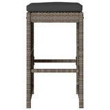 Garden Bar Stools with Cushions 4 pcs Grey Poly Rattan 368690