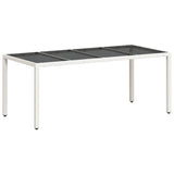 Garden Table with Glass Top White 190x90x75 cm Poly Rattan 368129