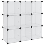ZNTS Storage Cube Organiser with 9 Cubes and Doors Transparent PP 340557