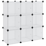 ZNTS Storage Cube Organiser with 9 Cubes and Doors Transparent PP 340557