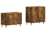 2 Piece Bathroom Cabinet Set DELFT Smoked Oak Engineered Wood 3417626