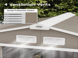 7 x 4ft Metal Garden Storage Shed with Vents, Floor Foundation Kit and Lockable Double Doors, Light T3398P314221