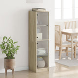 Highboard with Glass Doors Sonoma Oak 35x37x142 cm 836436