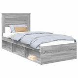 Bed Frame Grey Sonoma 100 x 200 cm Solid Pine Wood 3409796