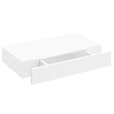 White MDF Floating Wall Display Shelf 1 Drawer Book/DVD Storage 242187