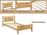 Wooden bed, 3ft single bed 90190cm, MDF with rattan paper, Sturdy bed slats, PineMDFPlywood, Wood N604P353107N