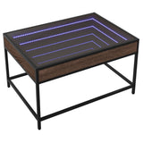 Coffee Table with Infinity LED Brown Oak 70x50x41 cm 847686