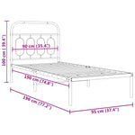Metal Bed Frame without Mattress with Headboard White 90x190cm 377158