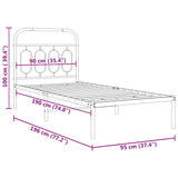 Metal Bed Frame without Mattress with Headboard White 90x190cm 377158