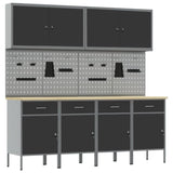ZNTS 10 Piece Work Cabinet and Pegboard Set - Black MDF and Metal 3321482