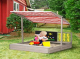 Kids Wooden Sandpit, sandbox with canopy & Seats, for Gardens - Grey T3398P348078