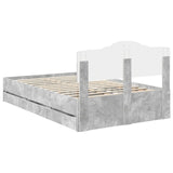 Bed Frame with Drawer Concrete Grey 135 x 190 cm Engineer Wood 3413015
