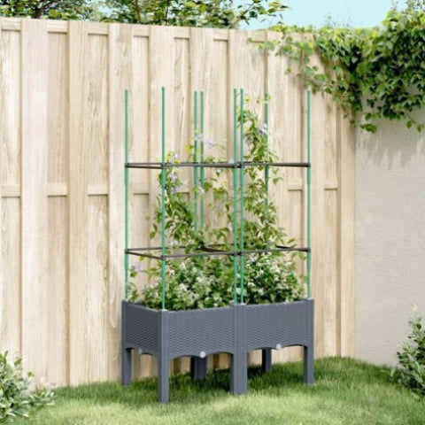 ZNTS Garden Planter with Trellis Blue Grey 80x40x142.5 cm PP 367951