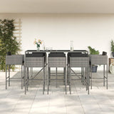 9 Piece Garden Bar Set with Cushions Grey Poly Rattan 3203938