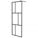 ZNTS Walk-in Shower Wall with Shelf Black 80x195 cm ESG Glass&Aluminium 3185448