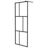 ZNTS Walk-in Shower Wall with Shelf Black 80x195 cm ESG Glass&Aluminium 3185448