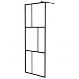 Walk-in Shower Wall with Shelf Black 90x195 cm ESG Glass&Aluminium 3185460