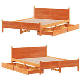 Bed Frame without Mattress Wax Brown 150x200 cm King Size Solid Wood Pine 3309769