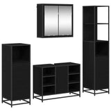 Bathroom Furniture Set 4 pcs Black Oak Engineered Wood 3402356