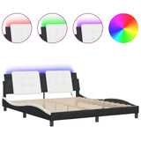 Bed Frame with LED without Mattress "Zadar" Black and White 180x200 cm 3214129