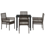 Garden Dining Set with Cushion 5 pcs Brown Poly rattan 3379871