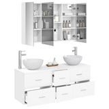 Bathroom Furniture Set 4 pcs White Engineered Wood and Glass 3406743