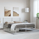 Metal Bed Frame without Mattress with Footboard White 150x200cm 350951