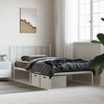 ZNTS Metal Bed Frame without Mattress with Headboard White 90x200cm 352522