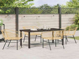 Garden Dining Set 5 pcs Brown Poly Rattan 3380899