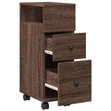 Narrow Bathroom Cabinet with Wheels Brown Oak Engineered Wood 855238