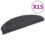 Stair Mats Self-adhesive 15 pcs 65x21x4 cm Dark Grey Half Round Large 132697