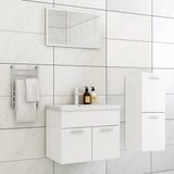 ZNTS Bathroom Furniture Set High Gloss White Engineered Wood 3071186