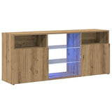 TV Cabinet with LED Lights Artisian Oak 120x30x50 cm Engineered Wood 856352