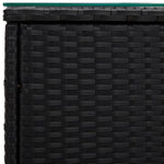 ZNTS Side Table Black 40x37x40.5 cm Poly Rattan and Tempered Glass 319388