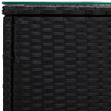 ZNTS Side Table Black 40x37x40.5 cm Poly Rattan and Tempered Glass 319388