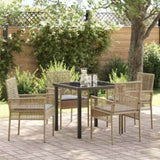 Garden Dining Set with Cushion 5 pcs Beige Poly Rattan 3379885