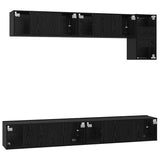 TV Cabinet Set Wall-mounted 5 pcs Black Oak Engineered Wood 3393385
