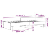 Bed Frame without Mattress Grey Sonoma 75x190 cm Small Single Engineered Wood 849598