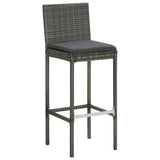 5 Piece Garden Bar Set with Cushions Poly Rattan Grey 3095424