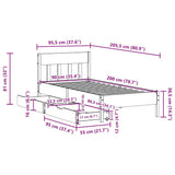 Bed Frame without Mattress White 90x200 cm Solid Wood Pine 3301876