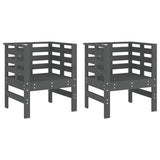 Garden Chairs 2 pcs Grey 61.5x53x71 cm Solid Wood Pine 825130