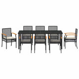Garden Dining Set with Cushion 9 pcs Black Rattan 3380819